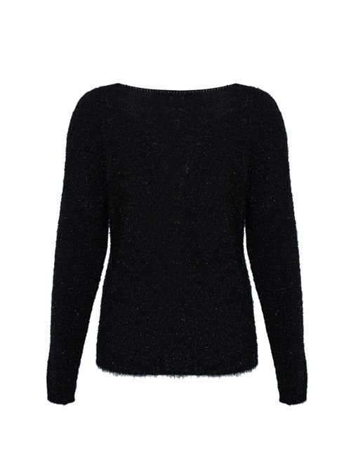 Maglia con scollo a barca lavorazione fil coupè Blu Alpha studio | AD-4450C2001